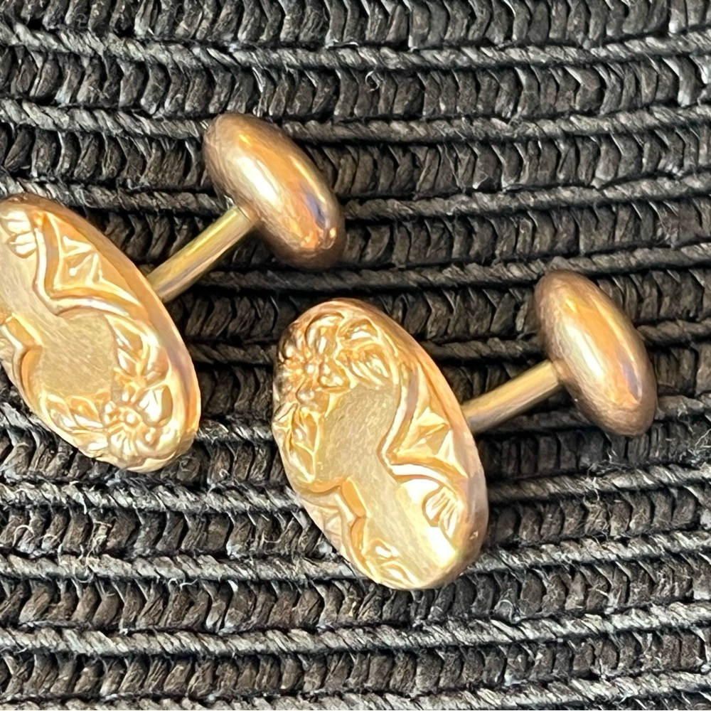 Vintage rose Gold-filled Floral Cufflinks - Picture 4 of 8